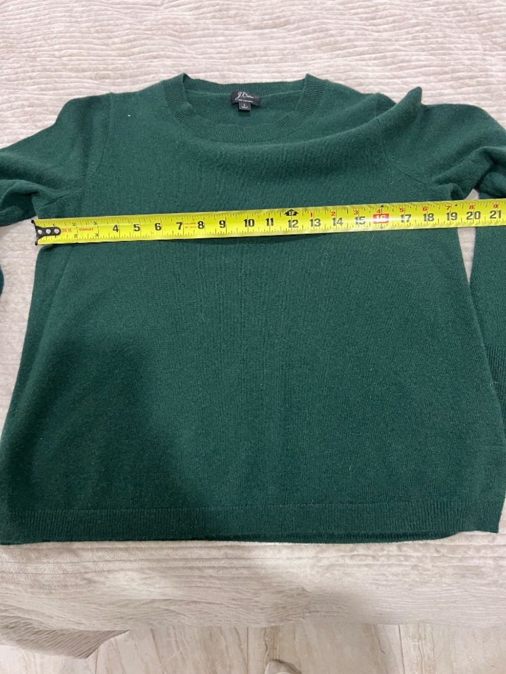 J.Crew 100% Cashmere Sweater – Size Large – Dark Green Crewneck - Picture 11 of 14